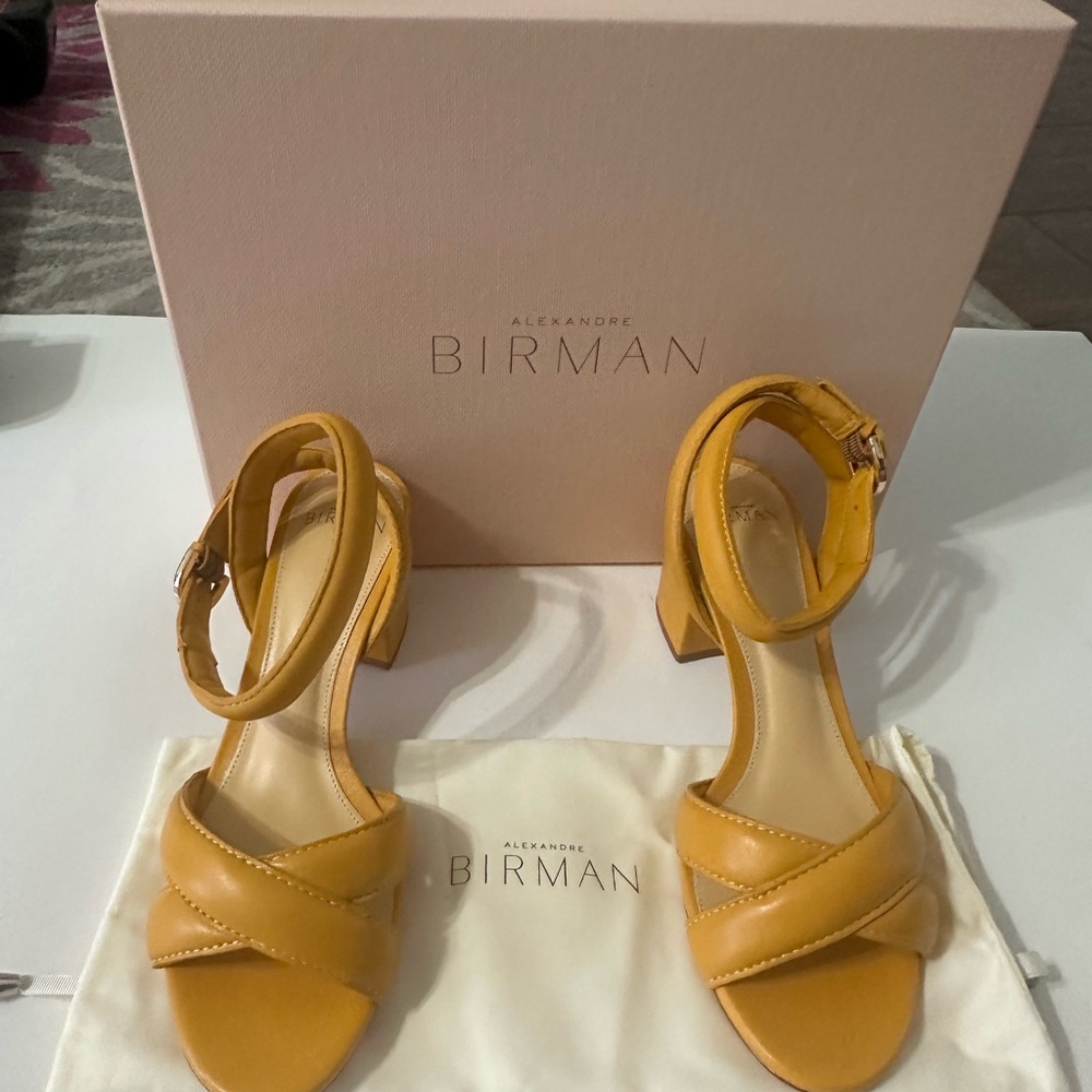 Alexandre Birman Mustard Yellow Heeled Sandals
